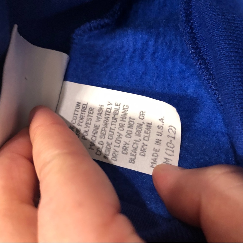 Vtg Y2K Reebok Mock Neck Sweatshirt Blue Yellow Logo Kid’s 10/12 Made‎ In USA - Picture 4 of 4